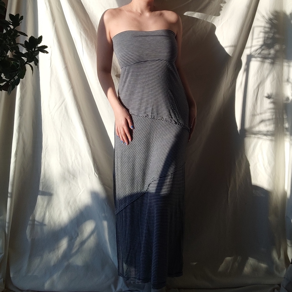 Max Studio Striped Strapless Maxi Dress Skirt